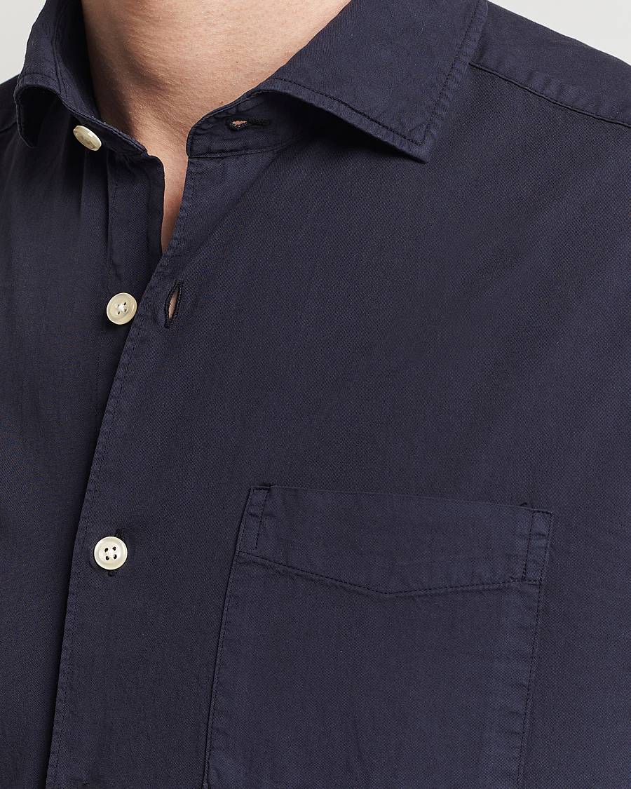 Men | Shirts | Oscar Jacobson | Reg Fit Wide Spread Collar Twill Night Blue