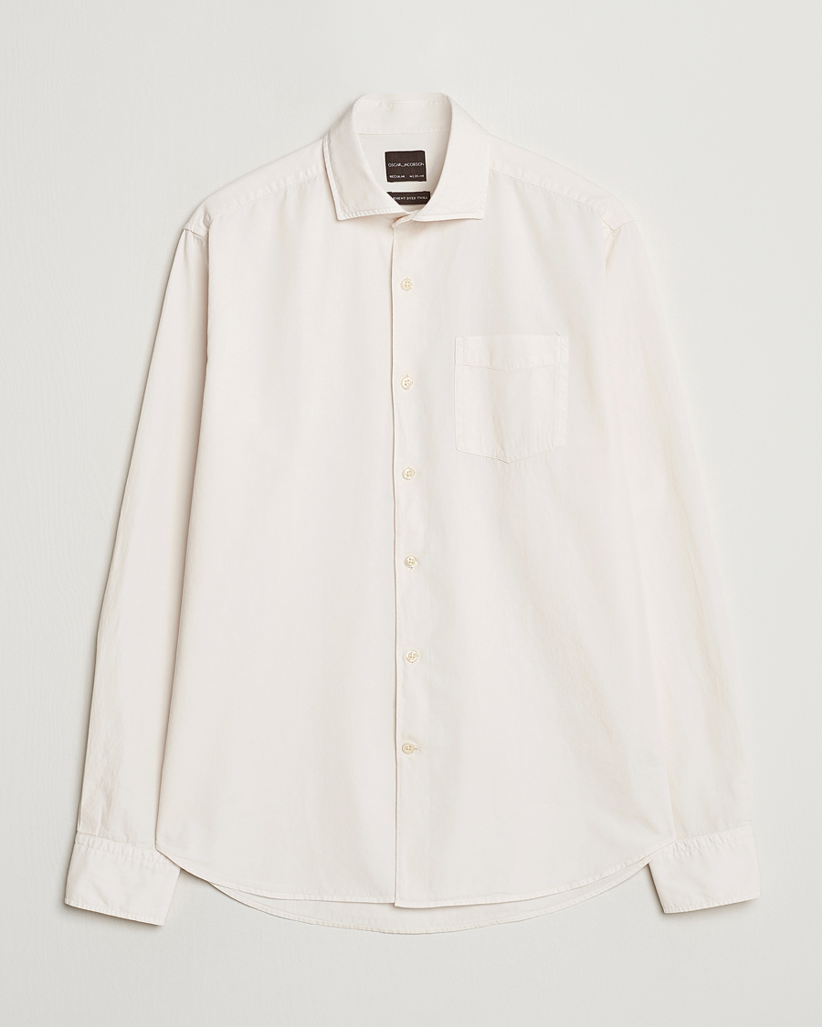 Men | Shirts | Oscar Jacobson | Reg Fit Wide Spread Collar Twill Ecru White