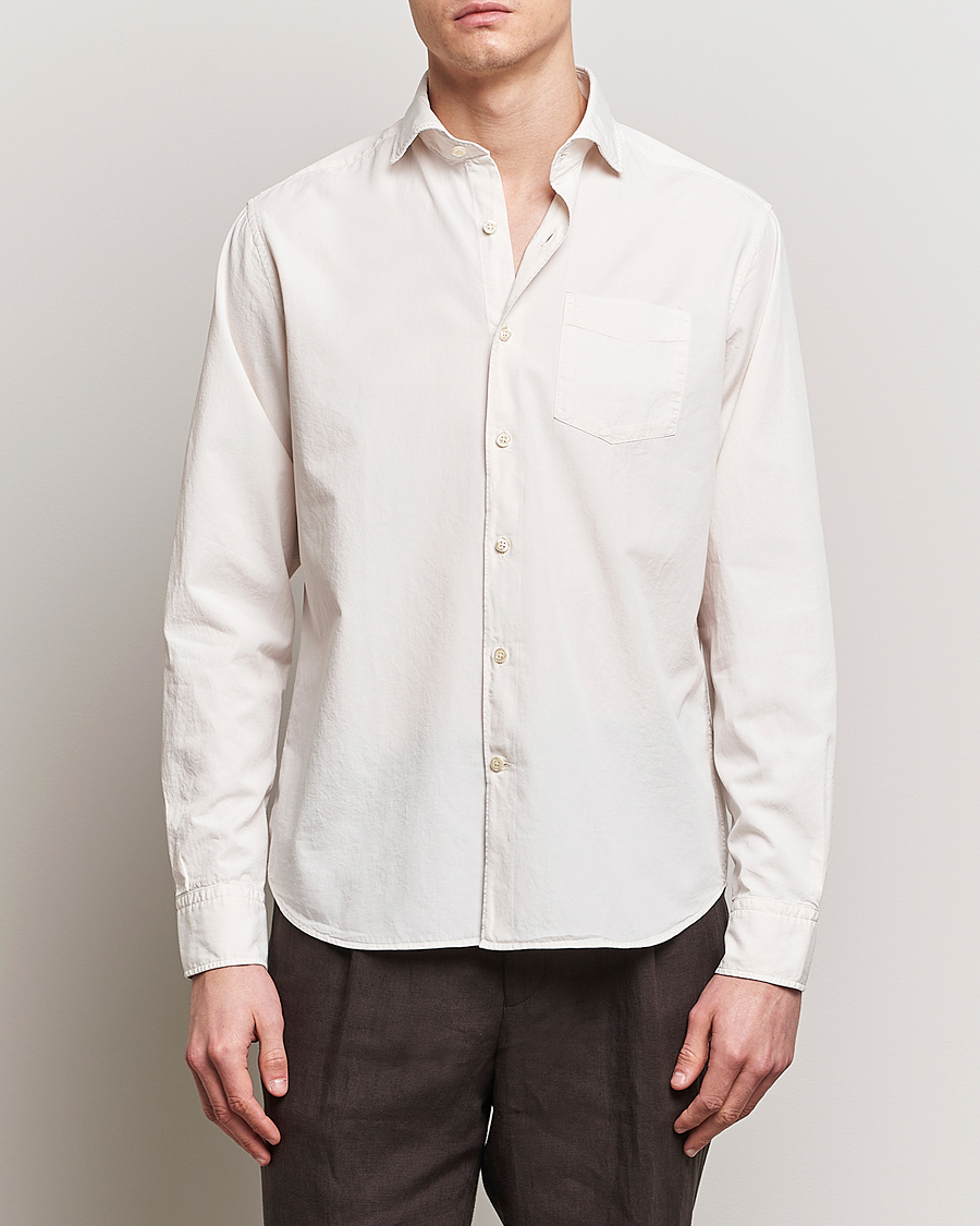Men | Shirts | Oscar Jacobson | Reg Fit Wide Spread Collar Twill Ecru White