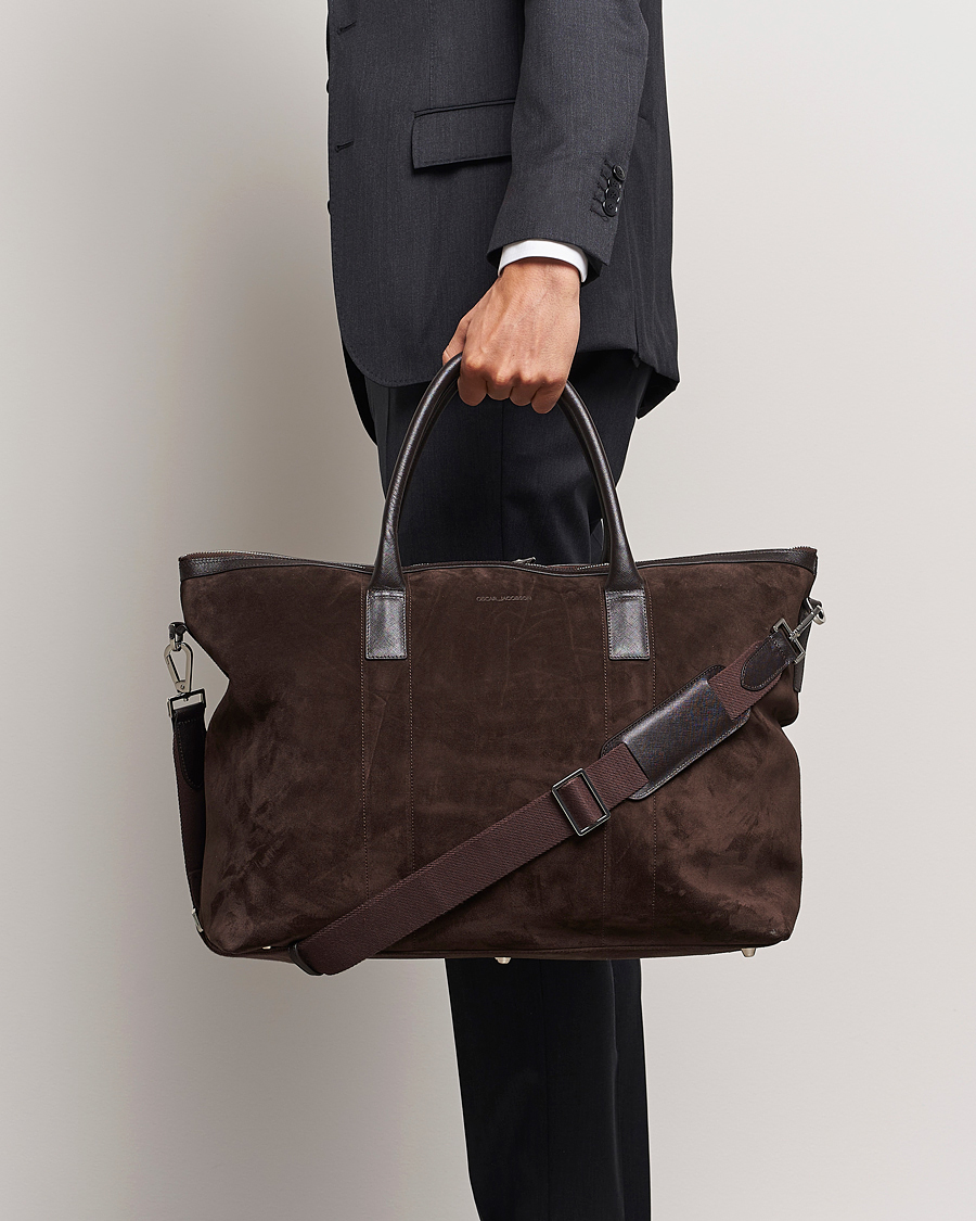 Men | Bags | Oscar Jacobson | Weekend Bag Soft Leather Chocolate Brown