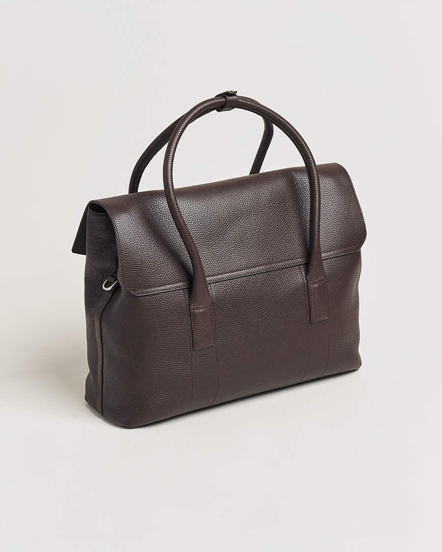 Men | Bags | Oscar Jacobson | Overnight Leather Bag Dark Mud Brown