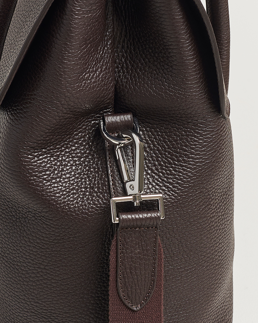 Men | Bags | Oscar Jacobson | Overnight Leather Bag Dark Mud Brown