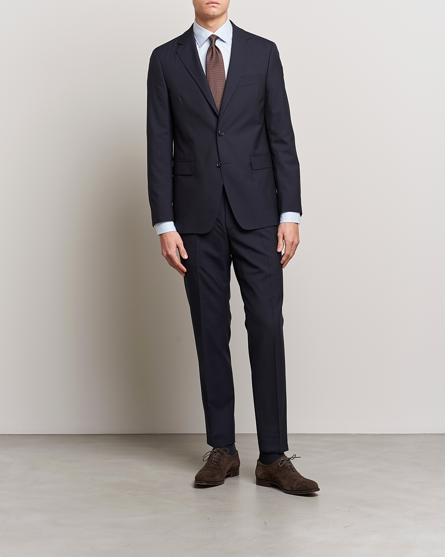 Men | Trousers | Oscar Jacobson | Denz Wool Trousers Navy