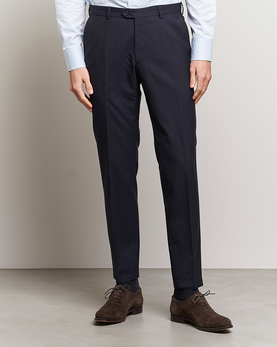 Men | Trousers | Oscar Jacobson | Denz Wool Trousers Navy