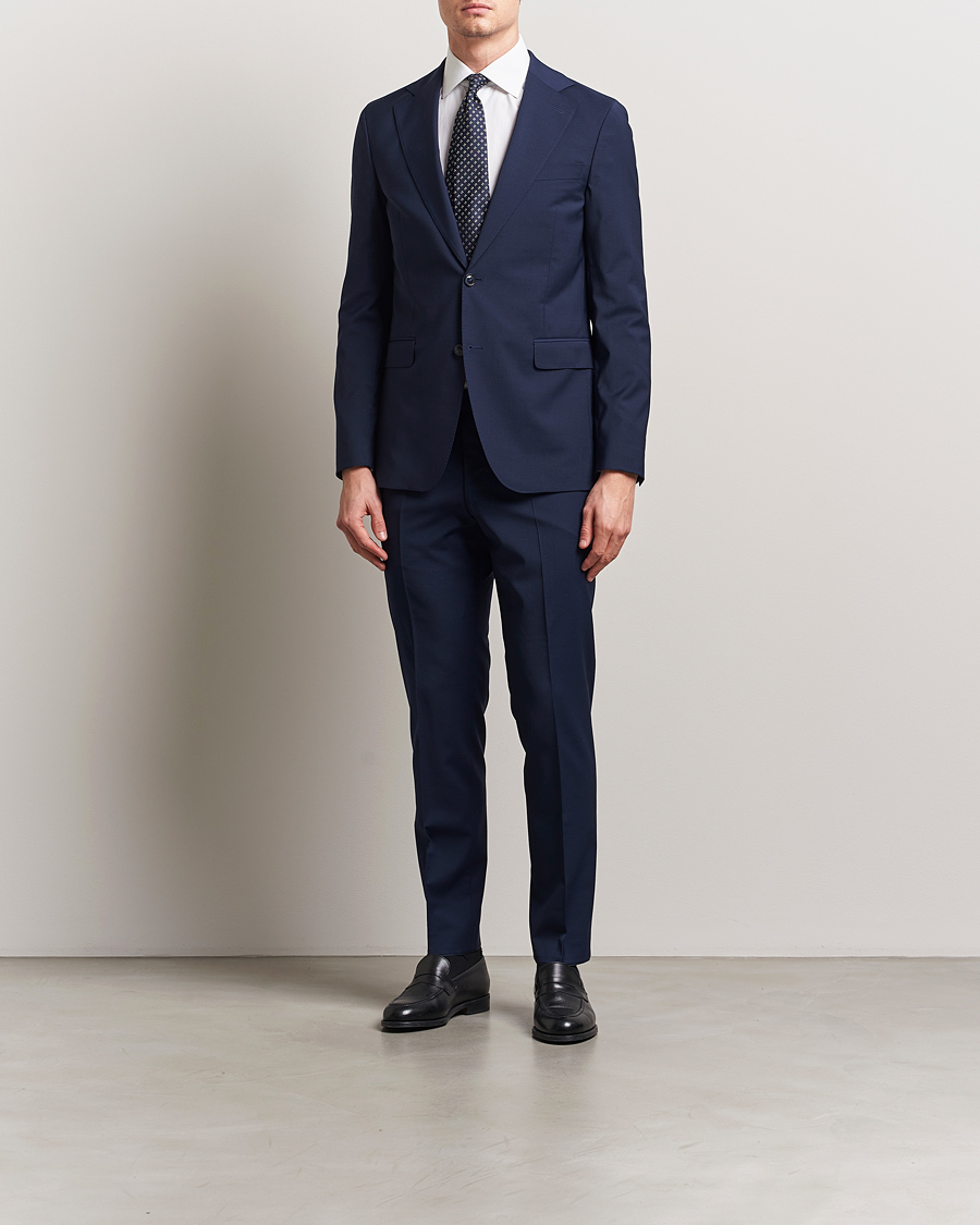 Men | Trousers | Oscar Jacobson | Denz Wool Blend Trousers Navy