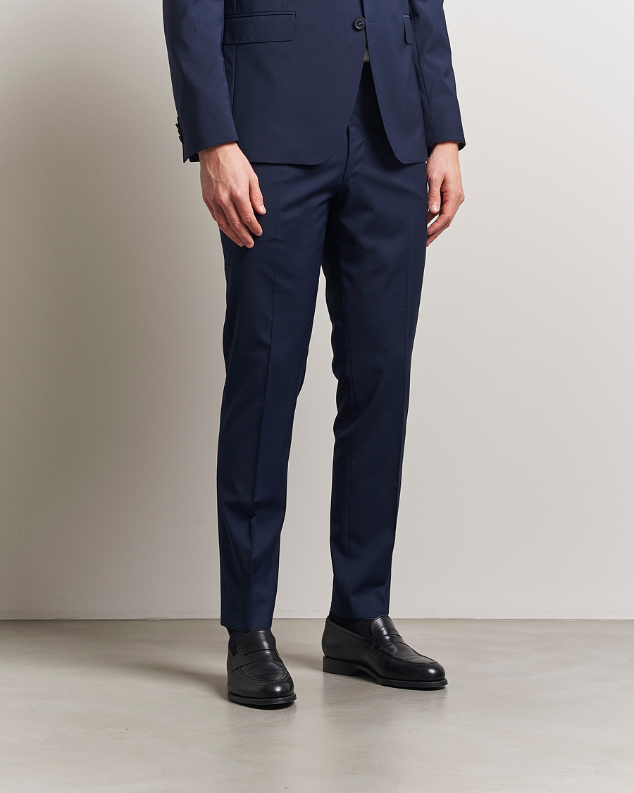 Men | Trousers | Oscar Jacobson | Denz Wool Blend Trousers Navy