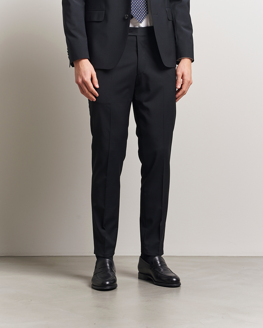 Men | Trousers | Oscar Jacobson | Denz Wool Blend Trousers Black