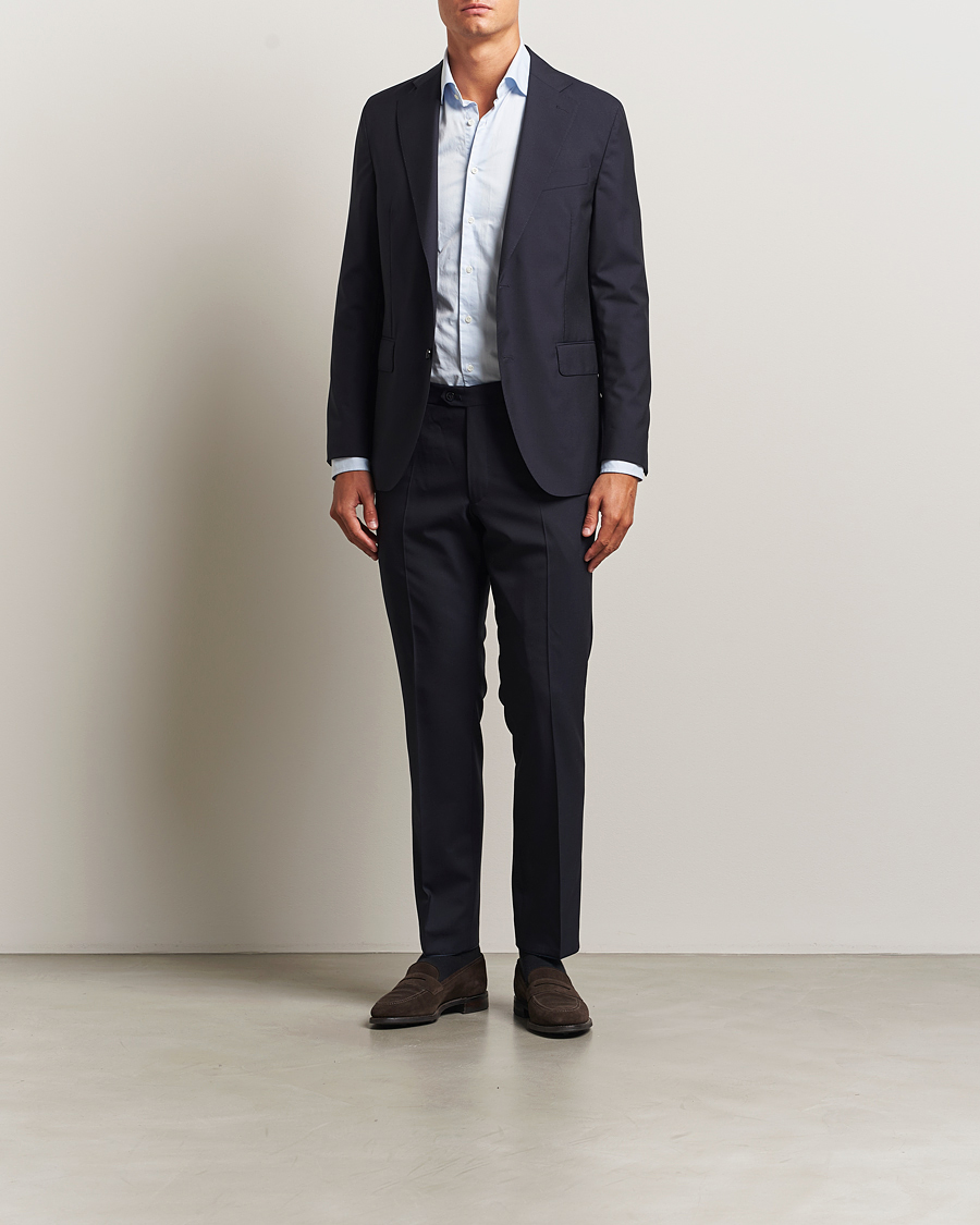 Men | Trousers | Oscar Jacobson | Dandy Wool Trousers Navy