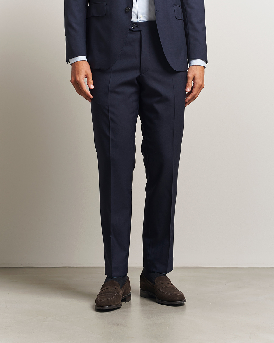 Men | Trousers | Oscar Jacobson | Dandy Wool Trousers Blue