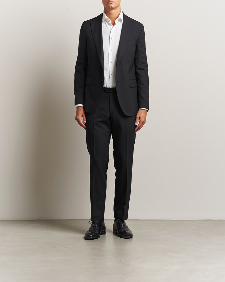Men | Trousers | Oscar Jacobson | Dandy Wool Trousers Black
