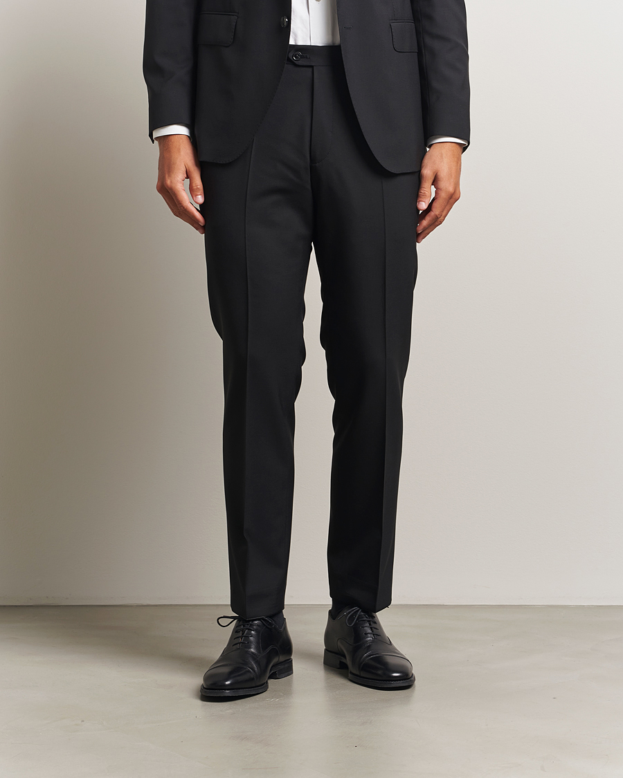 Men | Trousers | Oscar Jacobson | Dandy Wool Trousers Black