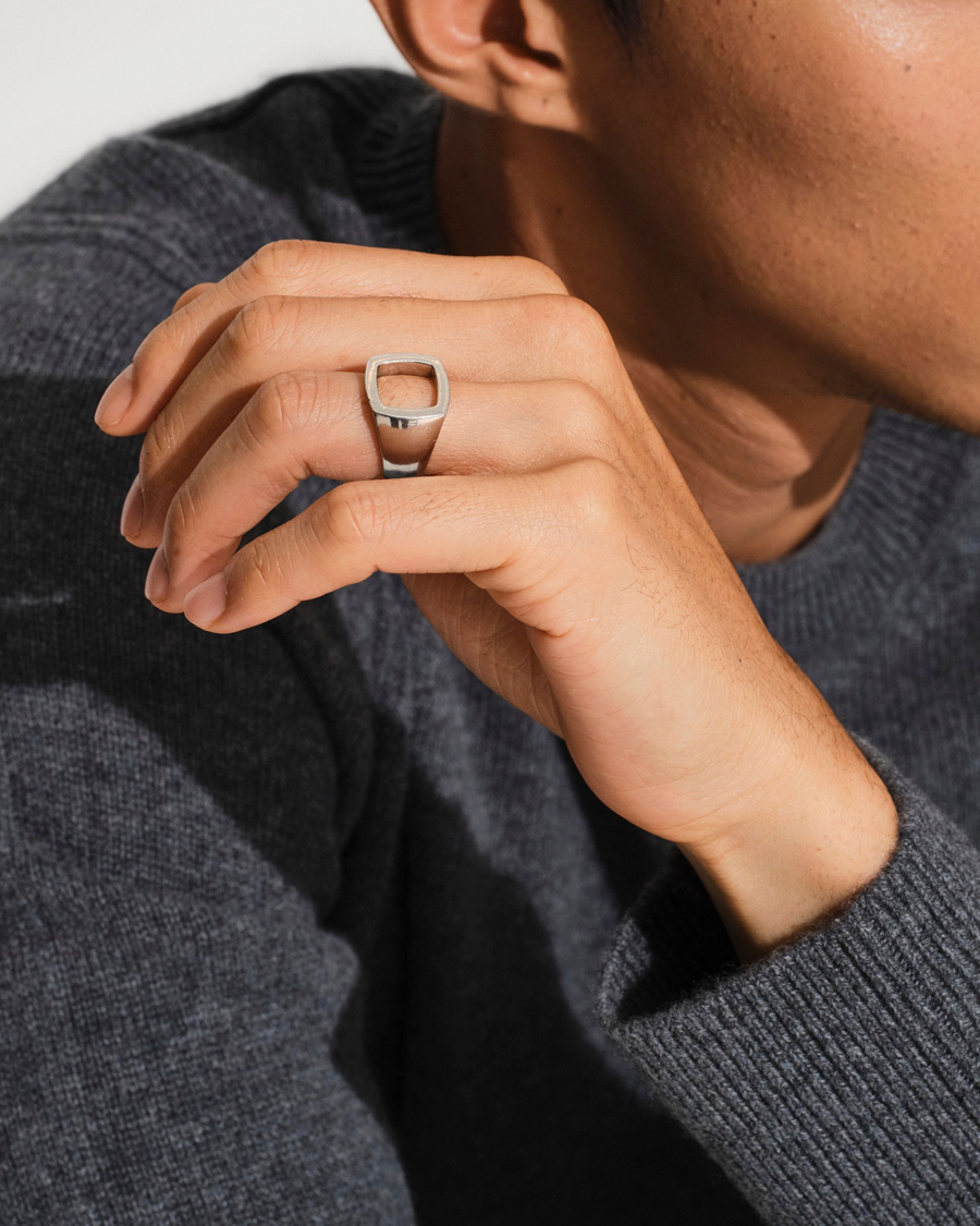 Men | Jewellery | Tom Wood | Cushion Open Ring Silver