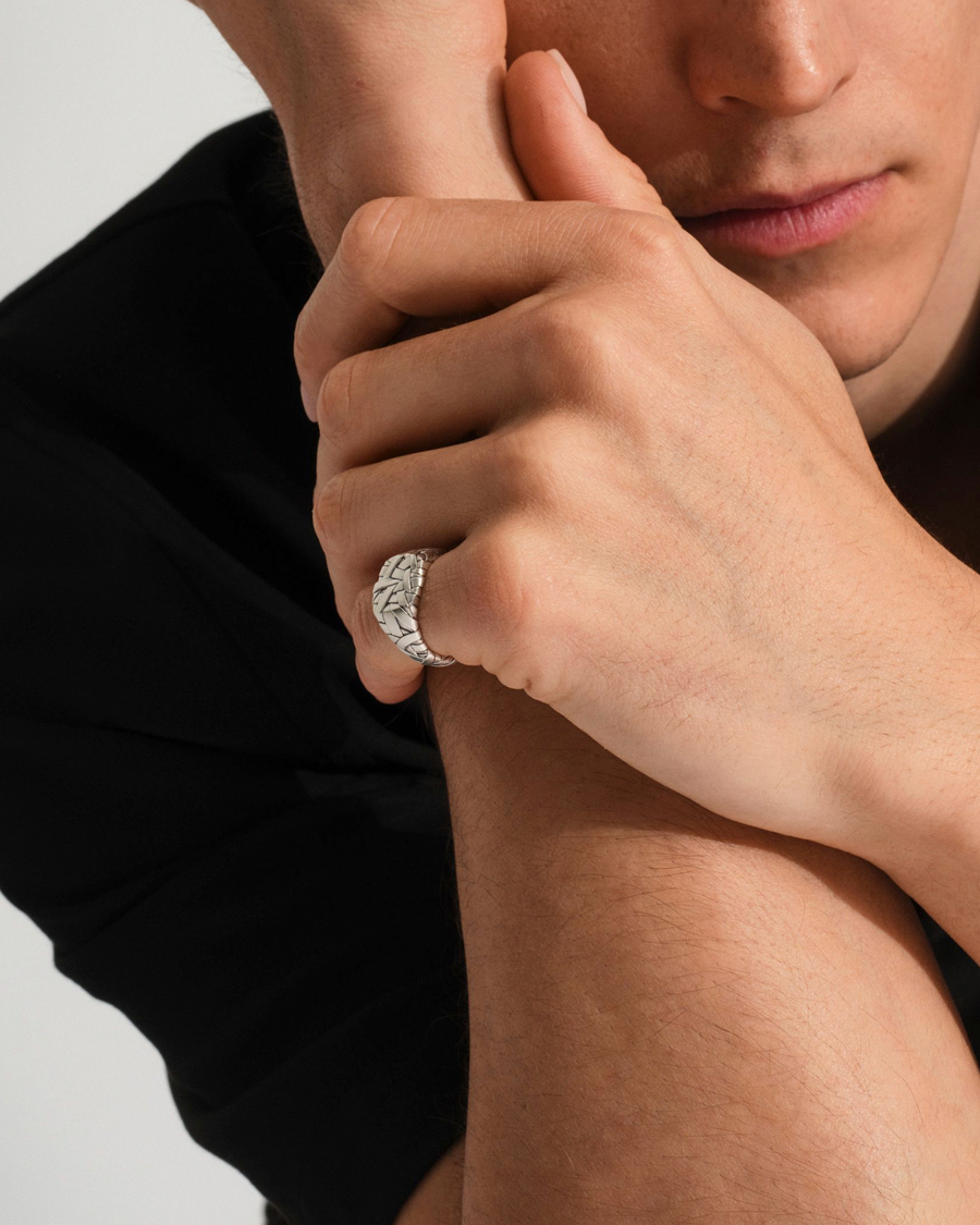 Men | Jewellery | Tom Wood | Quilt Ring Small Silver
