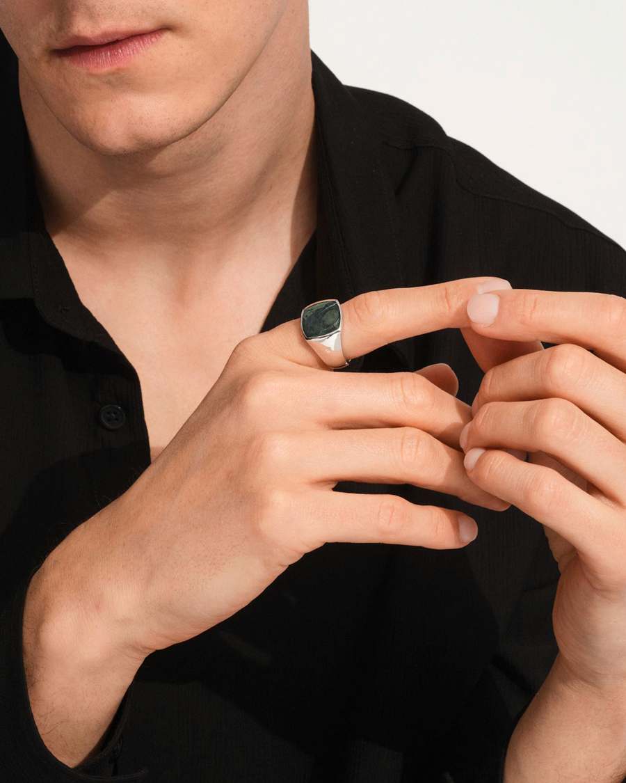 Men | Jewellery | Tom Wood | Cushion Ring Kambaba Silver