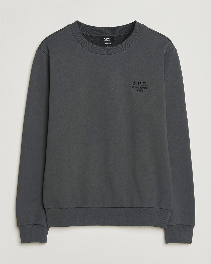 Men | Sweaters & Knitwear | A.P.C. | Rue Madame Tonal Sweatshirt Faded Black