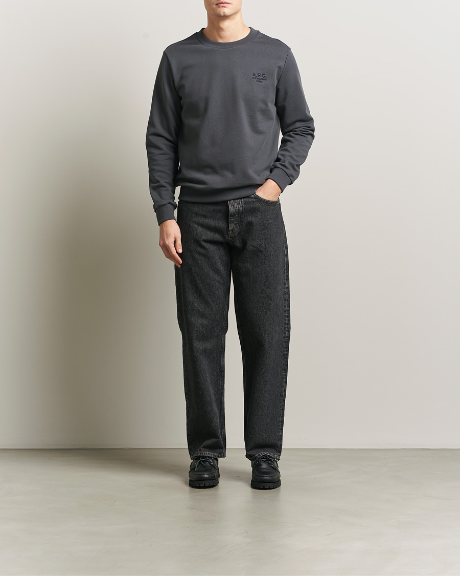 Men | Sweaters & Knitwear | A.P.C. | Rue Madame Tonal Sweatshirt Faded Black