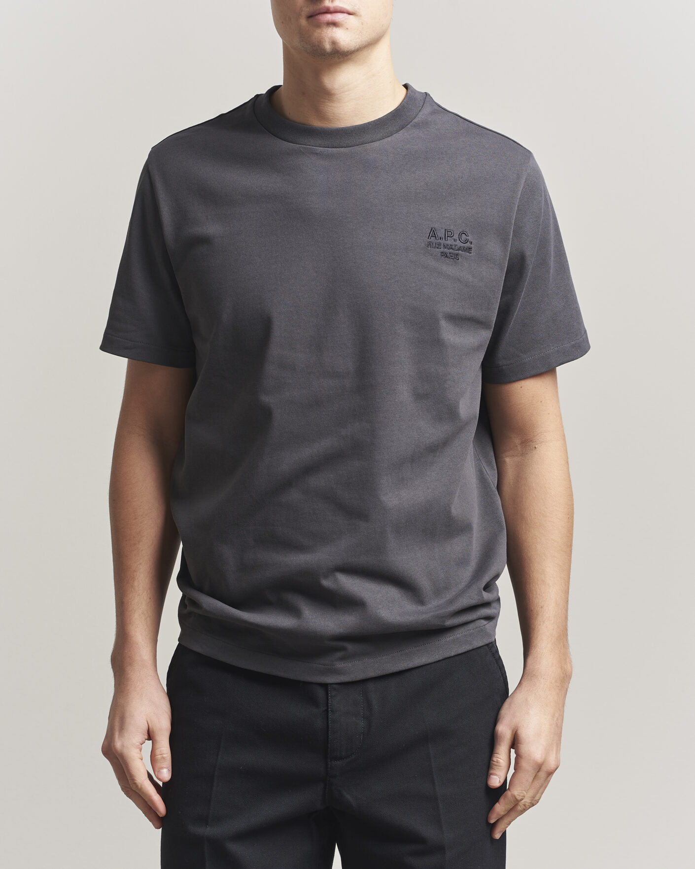 Men | T-Shirts | A.P.C. | Rue Madame T-Shirt Faded Black