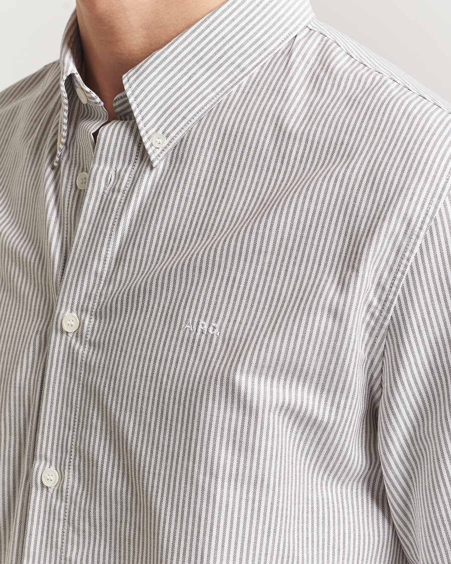 Men | Shirts | A.P.C. | Greg Striped Oxford Shirt Green/White