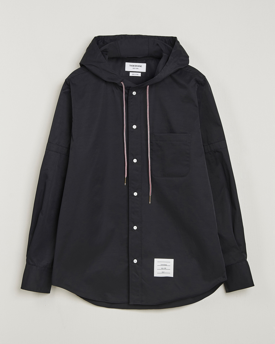 Men | Shirts | Thom Browne | Long Sleeve Hooded Overshirt Black