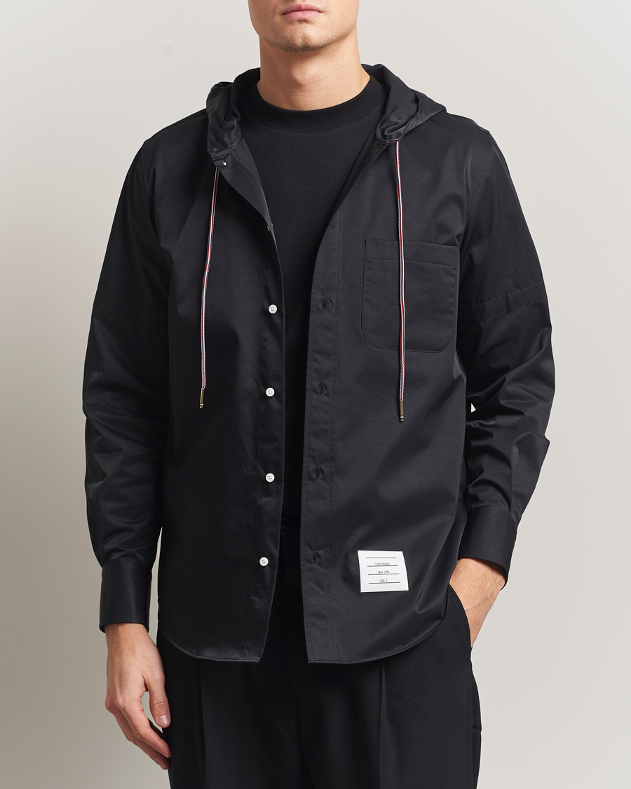 Men | Shirts | Thom Browne | Long Sleeve Hooded Overshirt Black