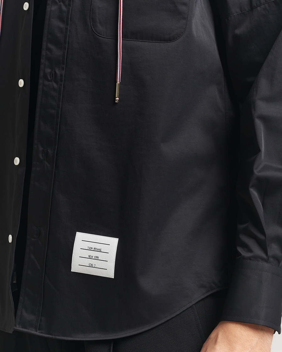 Men | Shirts | Thom Browne | Long Sleeve Hooded Overshirt Black