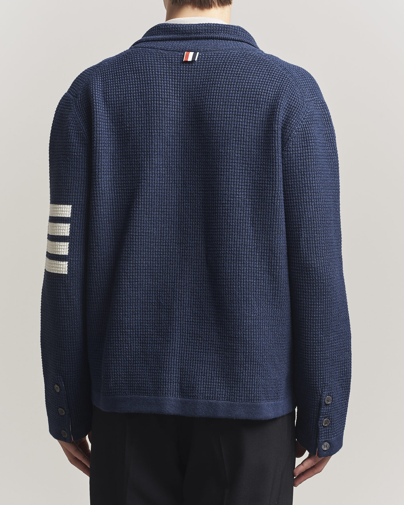 Men | Sweaters & Knitwear | Thom Browne | Textured 4 Bar Cardigan Jacket Navy