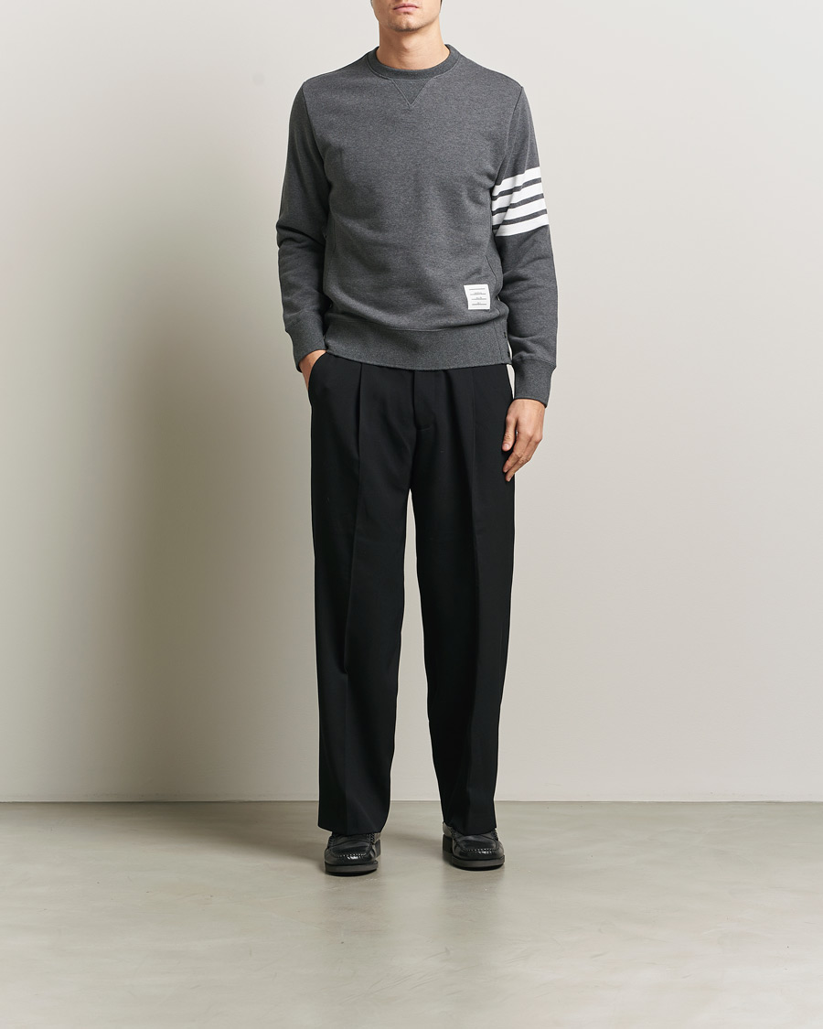 Men | Sweaters & Knitwear | Thom Browne | Classic 4 Bar Loopback Sweatshirt Dark Grey