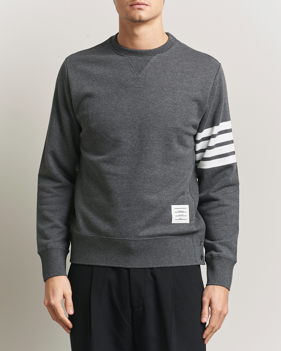 Men | Sweaters & Knitwear | Thom Browne | Classic 4 Bar Loopback Sweatshirt Dark Grey