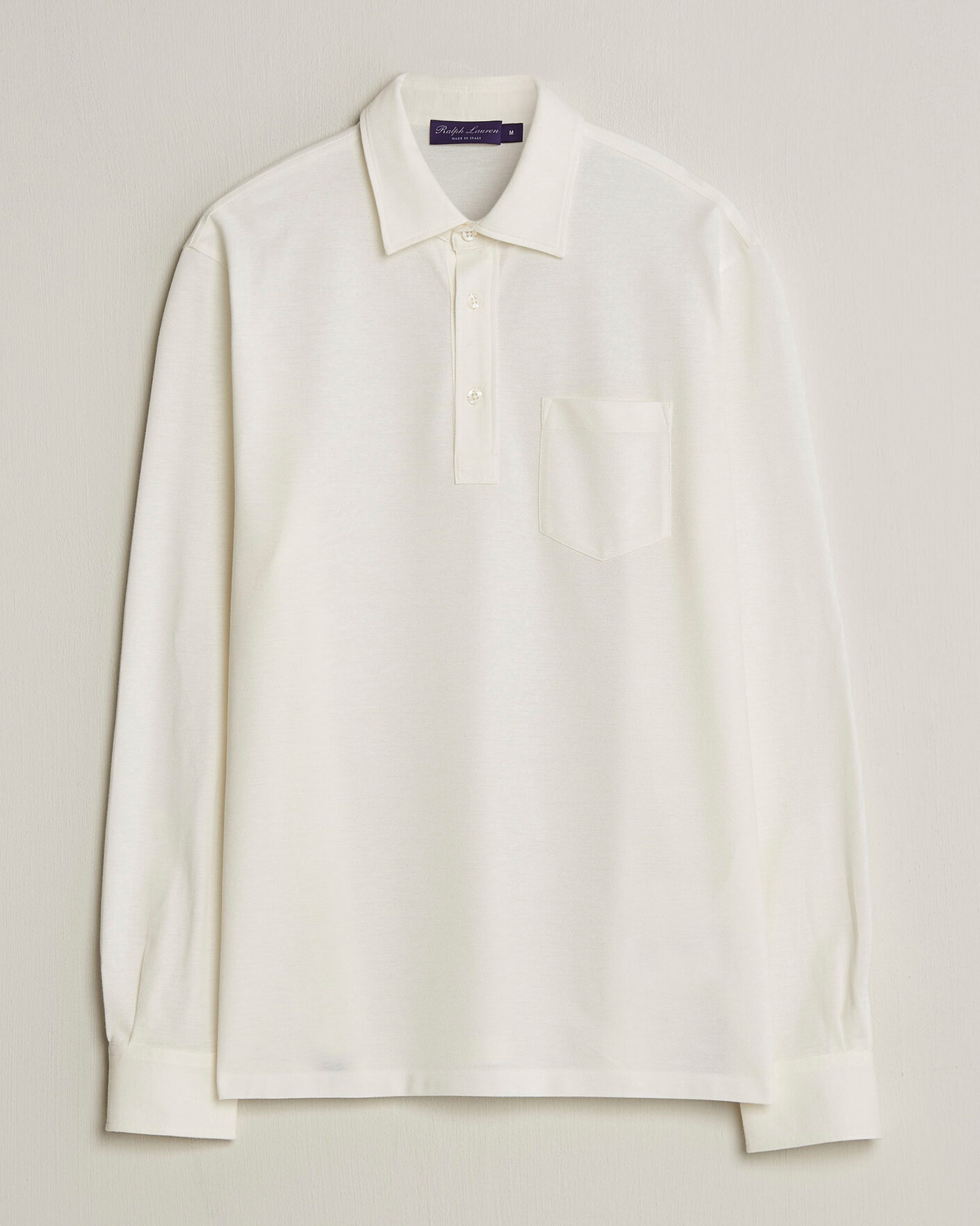 Men | Polo Shirts | Ralph Lauren Purple Label | Cotton/Cashmere Long Sleeve Polo Off White