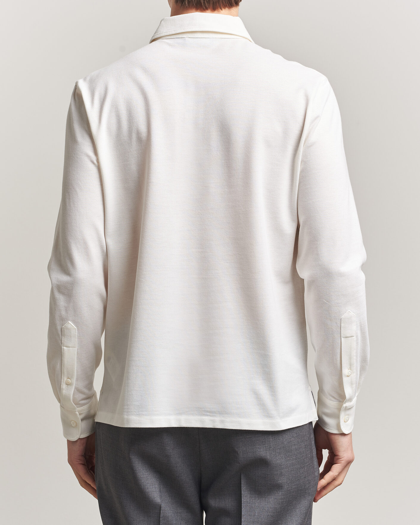 Men | Polo Shirts | Ralph Lauren Purple Label | Cotton/Cashmere Long Sleeve Polo Off White