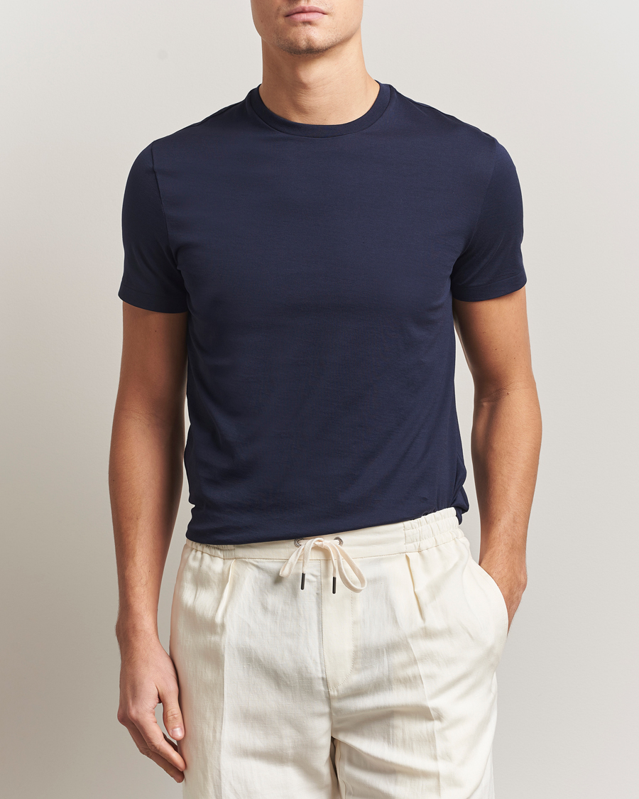 Men | T-Shirts | Ralph Lauren Purple Label | Luxury Cotton T-Shirt Chairman Navy