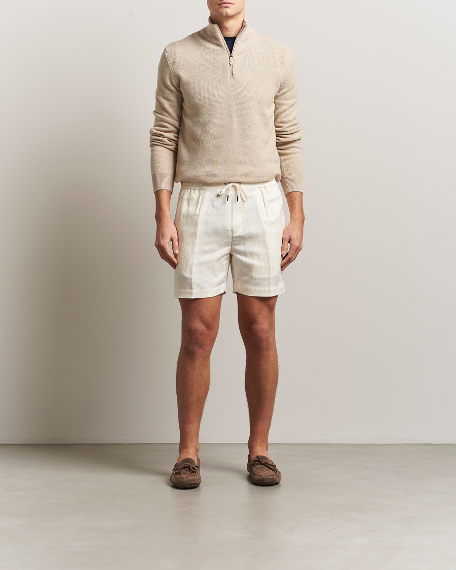 Men | Sweaters & Knitwear | Ralph Lauren Purple Label | Cashmere Birdseye Half Zip Beige