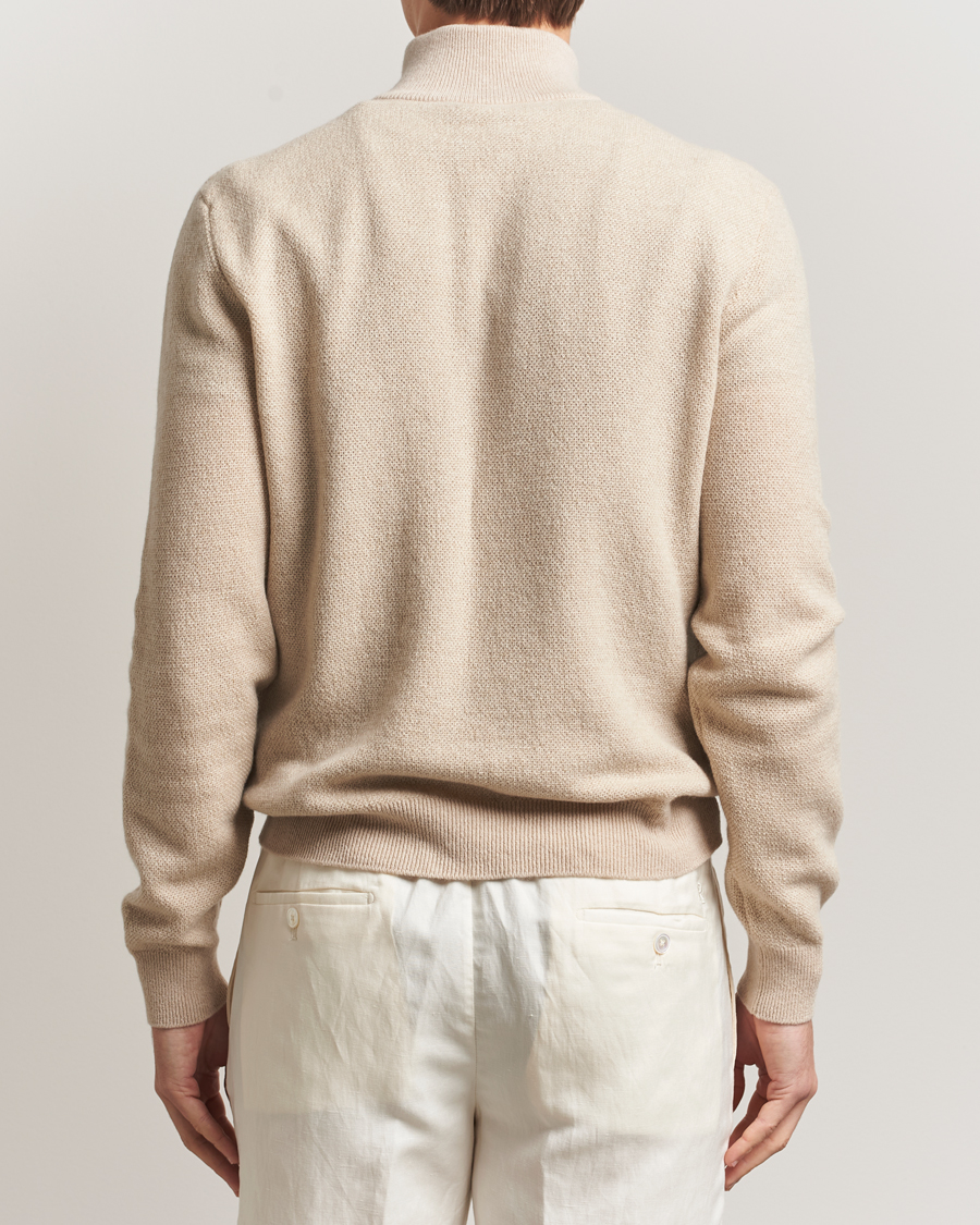 Men | Sweaters & Knitwear | Ralph Lauren Purple Label | Cashmere Birdseye Half Zip Beige