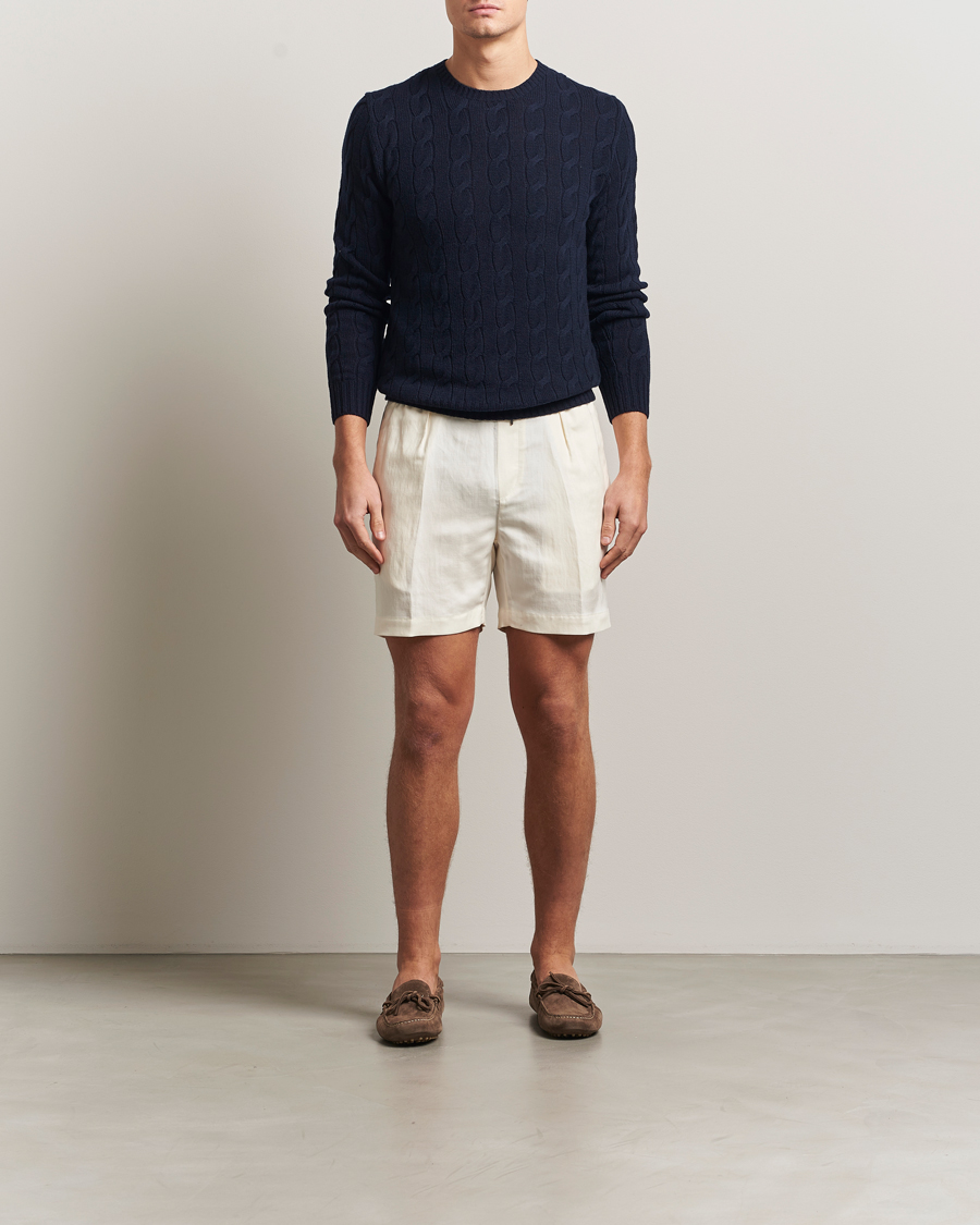 Men | Sweaters & Knitwear | Ralph Lauren Purple Label | Cashmere Cable Sweater Chairman Navy