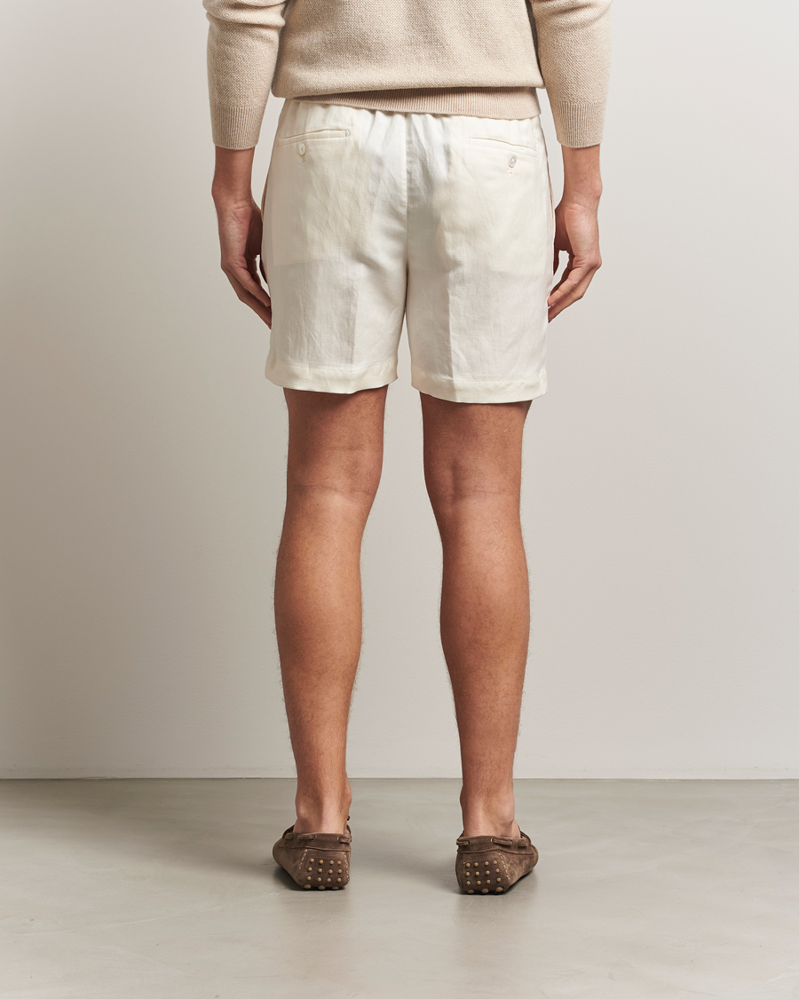 Ralph Lauren Purple Label Silk/Linen Drawstring Shorts Cream at