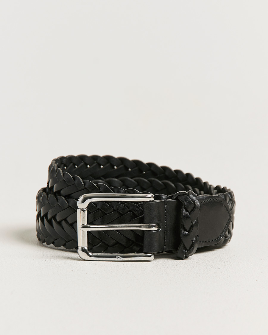 Men | Belts | Ralph Lauren Purple Label | Braided Belt Black Vachetta