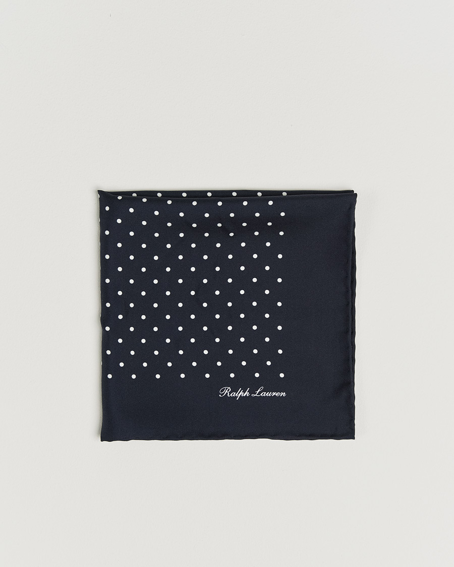 Ralph Lauren Purple Label Silk Dotted Pocket Square Navy at