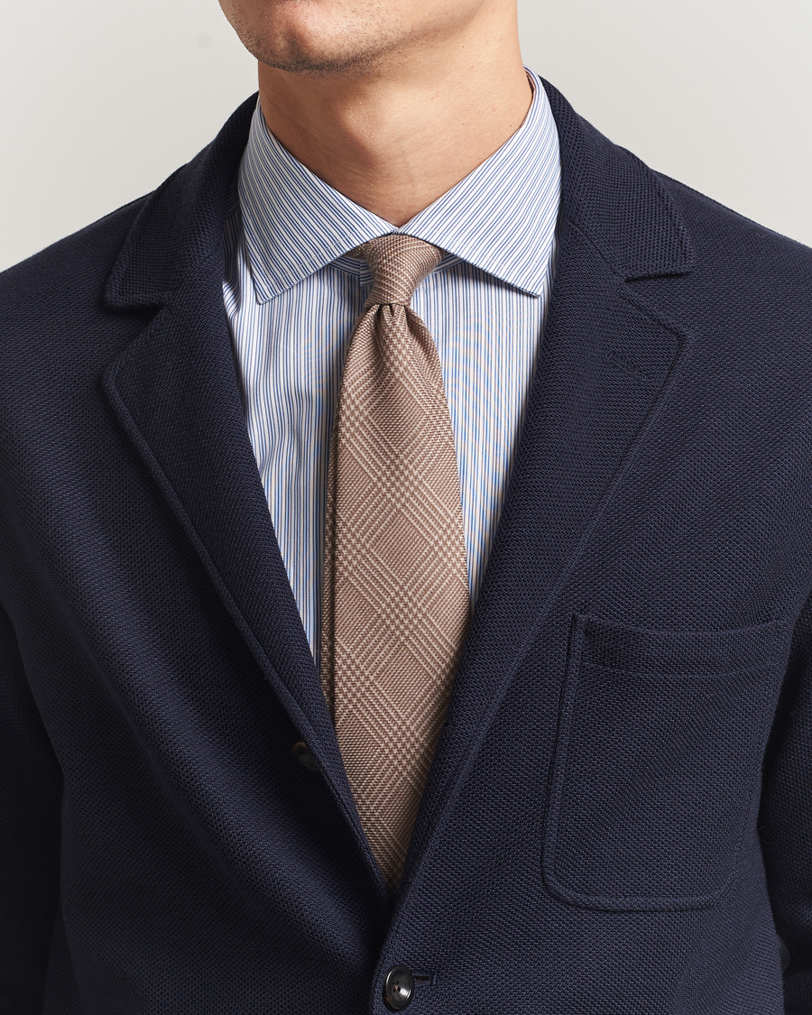 Ralph Lauren Purple Label Glenplaid Silk Tie Beige at CareOfCarl.com