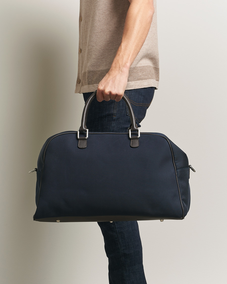 Men | Bags | Anderson's | Balistic Nylon/Leather Weekendbag Navy