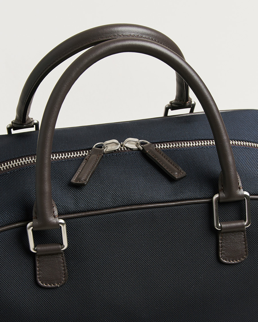 Men | Bags | Anderson's | Balistic Nylon/Leather Weekendbag Navy