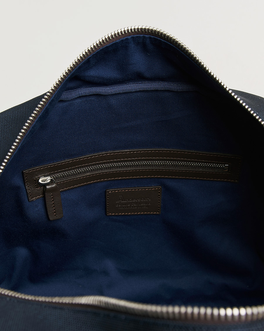 Men | Bags | Anderson's | Balistic Nylon/Leather Weekendbag Navy