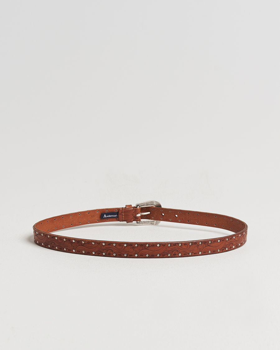 Men | Belts | Anderson's | Stud Western 2,5cm Belt Brown