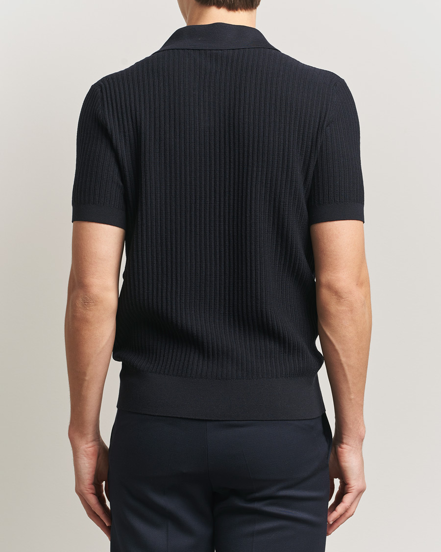 Men | Sweaters & Knitwear | Brioni | Knitted Rib Wool Polo Navy