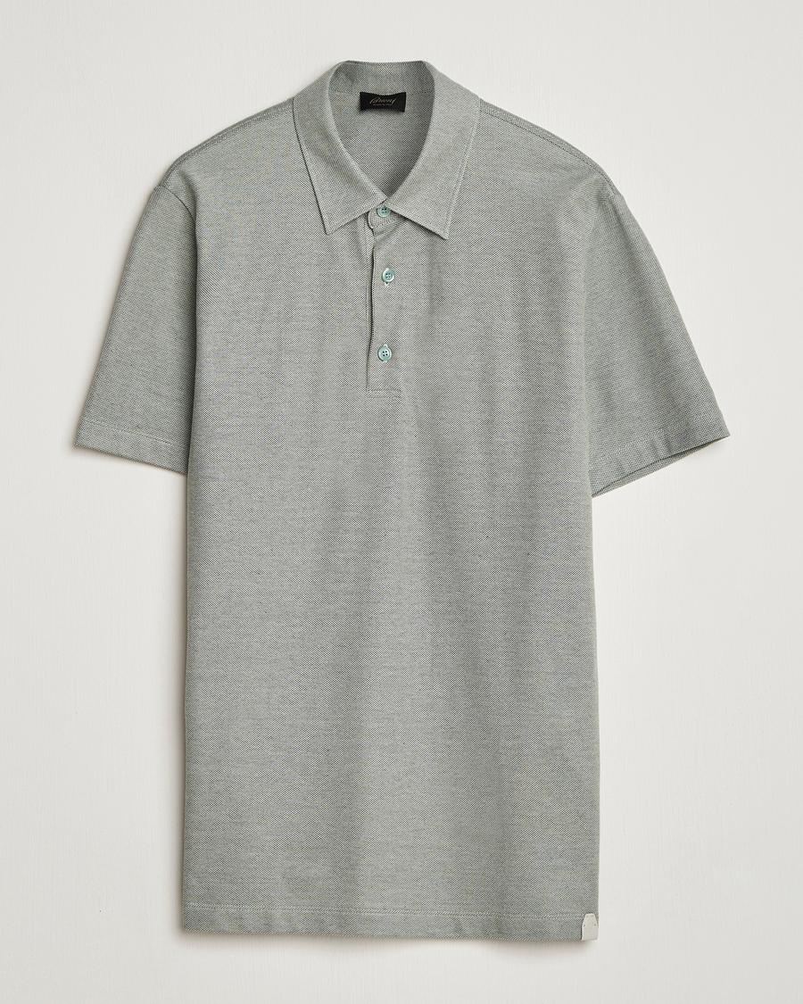 Men | Polo Shirts | Brioni | Short Sleeve Cotton Piquet Polo  Light Green