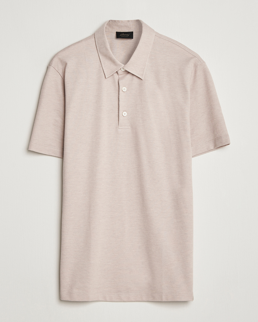 Men | Polo Shirts | Brioni | Short Sleeve Cotton Piquet Polo  Beige