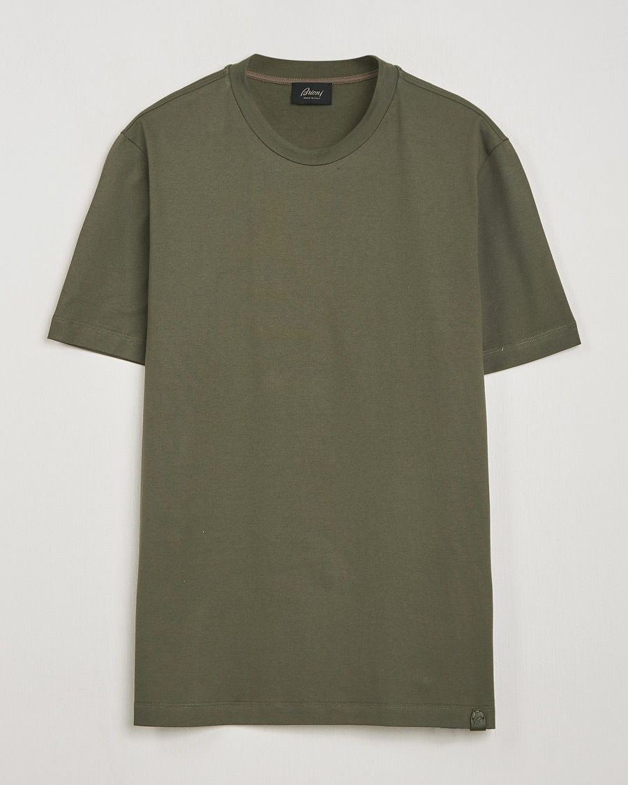 Men | T-Shirts | Brioni | Short Sleeve Cotton T-Shirt Military