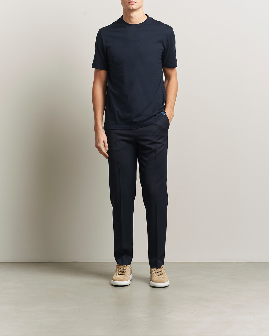 Men | T-Shirts | Brioni | Short Sleeve Cotton T-Shirt Navy