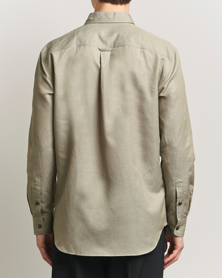 Men | Shirts | Brioni | Cotton/Linen Overshirt Olive