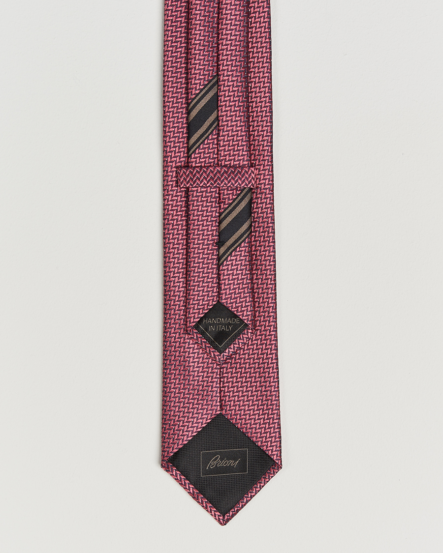 Men | Ties | Brioni | Jacquard Herringbone Silk Tie Rosa