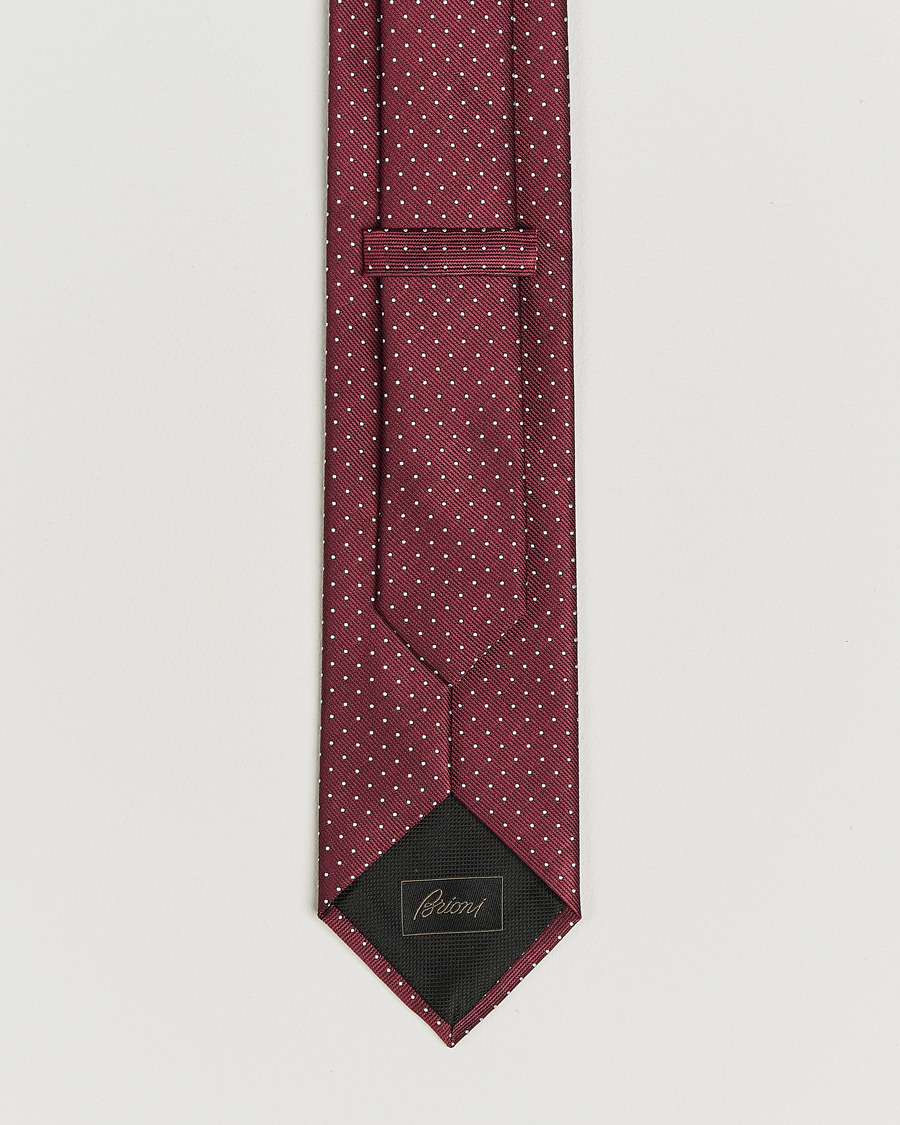 Men | Ties | Brioni | Jacquard Dot Silk Tie Burgundy
